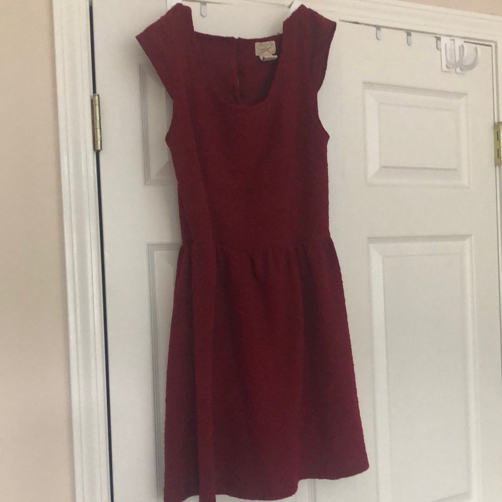 Deep Red Polyester Dress